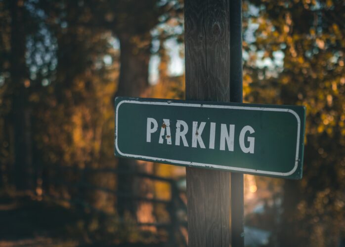 Weathered parking sign